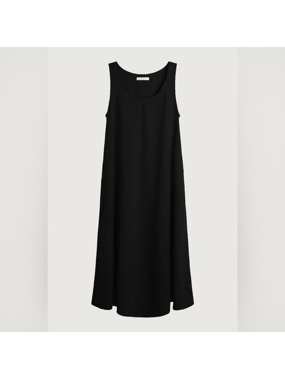 OAK + FORT sleeveless full cut mid length black dress NWOT XS